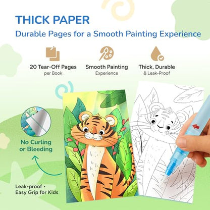 JoyCat 2 Pack Pocket Paint with Water Coloring Books for Kids - style: 2 Pack - Animals & Dinosaurs