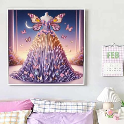 JATOK Diamond Art Kits for Adults, Princess Dress, Special-Shaped Gems - color: Emerald