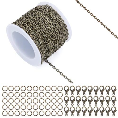 Lemonkey 33 Feet Bronze Chains for Jewelry Making,Necklace & Craft - color: Bronze, size: 2mm