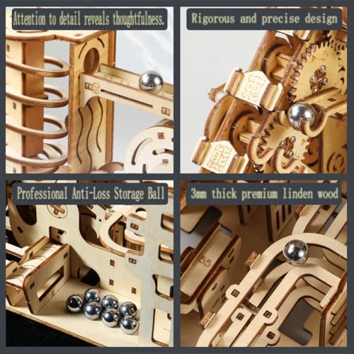 Adult 3D Wooden Spiral Walkway Marble Run Assembly Kit, DIY Mechanical Model Building Set, Educational STEM Puzzle Desktop Toy, Birthday Gift for Teens Aged 14 and up, All-new Upgraded Deluxe Edition
