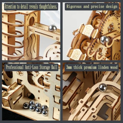 Adult 3D Wooden Spiral Walkway Marble Run Assembly Kit, DIY Mechanical Model Building Set, Educational STEM Puzzle Desktop Toy, Birthday Gift for Teens Aged 14 and up, All-new Upgraded Deluxe Edition