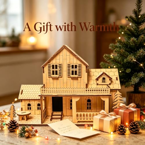 3D Wooden Puzzles for Adults, DIY Miniature Villa House Kit - color: Villa House