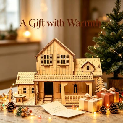 3D Wooden Puzzles for Adults, DIY Miniature Villa House Kit - color: Villa House