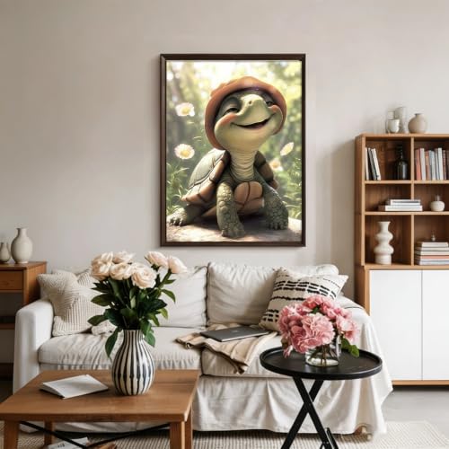 5D Cute Smiling Turtle Diamond Art kits for Adults Beginners 12x16in - color: KM1156-1