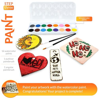 Scissor-Tailed Beginners Wood Burning Kit 140 Pieces. Best Gift Idea for Art & Craft Kit Lovers. Woodburning DIY Hobby Kits with 9 Large Wooden Plaques to Make Unique Wood Burning Projects