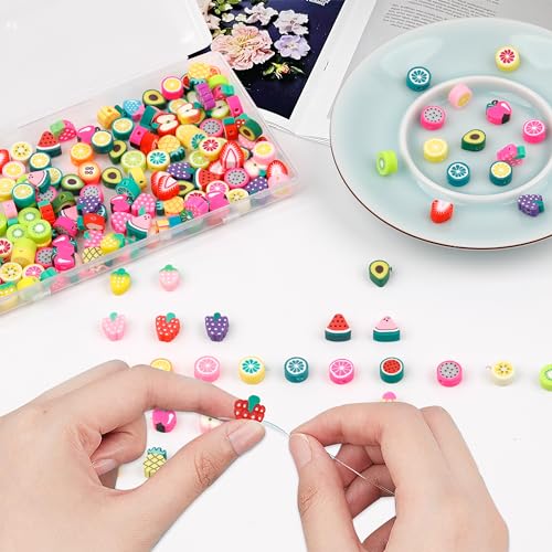 180 Pcs Colorful Fruit Polymer Clay Beads for DIY Bracelet, Necklace, Earring Making - color: 180 Pcs Colorful Fruit