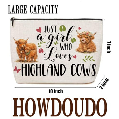 Highland Cow Gifts for Girls Makeup Bag Funny Animal Cosmetic Bag - color: Multicolor 1757