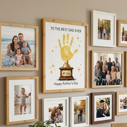 Fathers Day Crafts from Kids - Custom Handprint Set 3, Personalized Best Dads Ever Handprint Kit Family Handprint Craft Keepsake Personalized Fathers Day Dad Gifts from Kids Daughter Son for New Dad - color: CupBestFather
