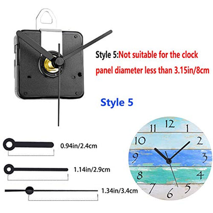 HILLHOME Quartz Analog Clock Movement - High Torque, Accurate Timekeeping, Sweep Seconds, 5 Popular Clock Hands, Compatible with Cross-Stitch, DIY, 45/64 Inch Shaft Length - color: Shaft Length 45/64 Inch