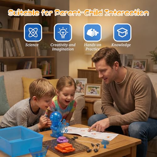 STEM Educational Toy Science Kits for Kids, Electric Bubble Machine, DIY Circuit Connections, Educational Fun Toy Gift for Children Boys Girls Ages 3 4 5 6 7 8 9 10 11 12 - color: Blue