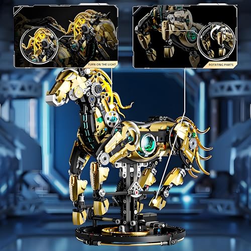 CSNRHG Mechanical Horse Building Block Set Build & Pose with Movable Legs – Engaging DIY Model Kit for Kids and Teens - color: Mechanical Horse
