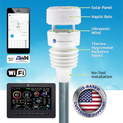 Ambient Weather WS-4000 Solar Powered UltraSonic Wi-Fi Weather Station - style: WS-4000