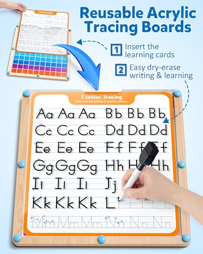 Coogam Handwriting Hundred Board, Wooden Montessori Math Manipulative