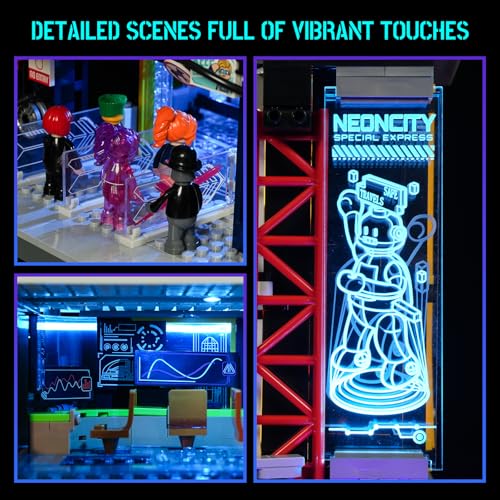 Lumibricks Cyberpunk Floating-Train-Station Lighting Building Set, 2760 Pcs