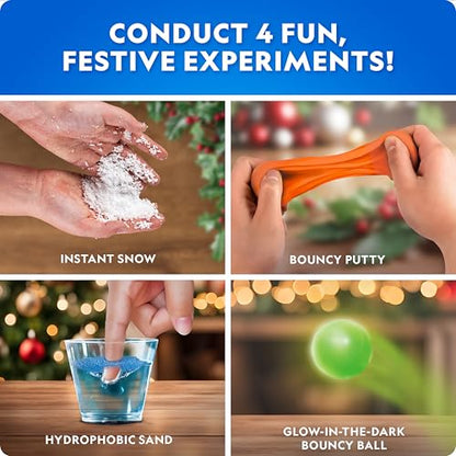 Blue Marble Science Ornaments Christmas Crafts for Kids Kit – 4 Ornaments with Holiday Science Experiments - Bouncy Ball Holiday Crafts, DIY Instant Snow Activities for Kids, Boys, and Girls - style: Science Experiment Ornaments