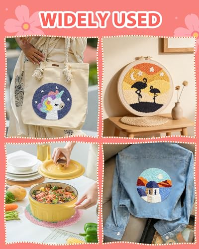 FIVEIZERO Yarn Punch Needle Craft Kit for Beginners,Pink Whale Pattern - color: Pinkwhale
