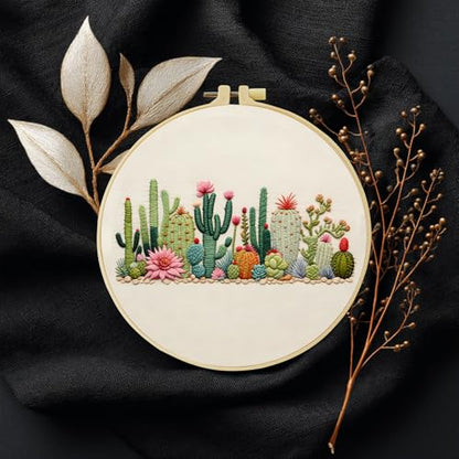 Full Range Embroidery Kit for Adult, Green Plant Pattern Embroidery Kit for Beginners Include Embroidery Cloth Hoops Threads for Craft Lover Hand Stitch with Embroidery Skill Techniques (Plant) - color: Plant
