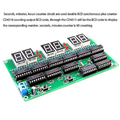DIY Electronic Clock kit 6 bit Digital Circuit Clock Soldering kit Skill Contest Training Materials for Adults
