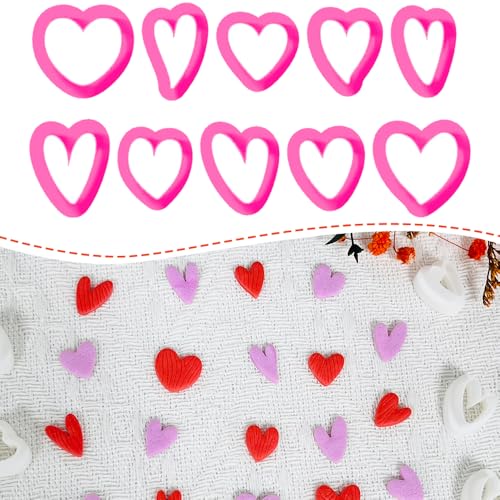 Xaekicr Heart Shape Polymer Clay Cutters Set – 10PCS Clay Earring Cutters for Polymer Clay Jewelry Making, Valentines Day Clay Tools and Molds for DIY Crafts - color: C color