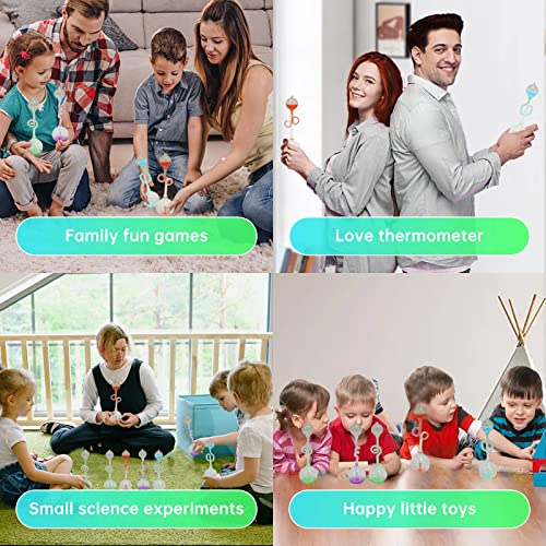 Hand Boiler,Glass Hand Boilers Toy, Science Energy Transfer, Children Science Experiment, Thermometer Spiral Glass Energy Museum Toy Gifts （4 Pcs）