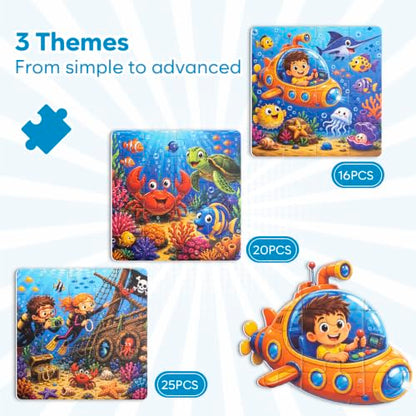 Biarek Underwater Adventure Magnetic Puzzles for Kids 3-5, 61-Piece Set - color: Underwater Adventure - 61 Pieces
