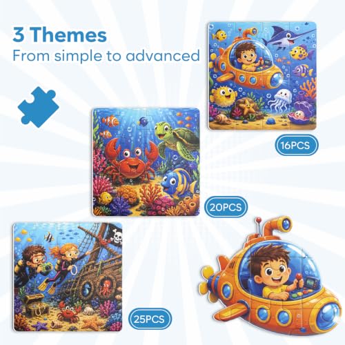 Biarek Underwater Adventure Magnetic Puzzles for Kids 3-5, 61-Piece Set - color: Underwater Adventure - 61 Pieces