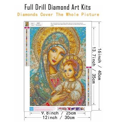 3 Pack Virgin Mary Diamond Art kits for Adults Beginners 12x 16 Inch - color: KM09+KM10+KM11-1