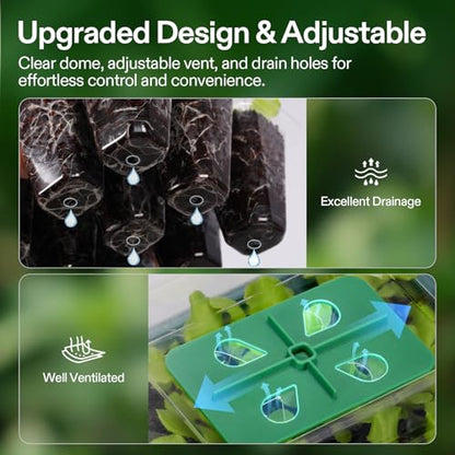 VIVOSUN 6-Pack Seed Starter Trays & 10"x20.75" Seedling Heat Mat - size: 6-Pack 72-Cell, style: Trays with 10"x20.75" Heat Mat