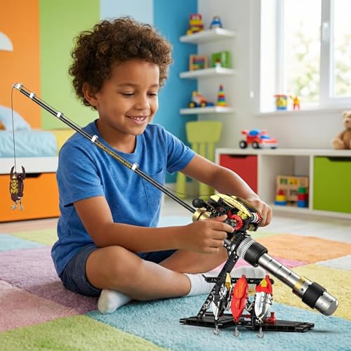 STEM Fishing Rod Model Building Blocks 425+ Pieces Play & Decor Kit - color: Basic Edition: 425 Pieces