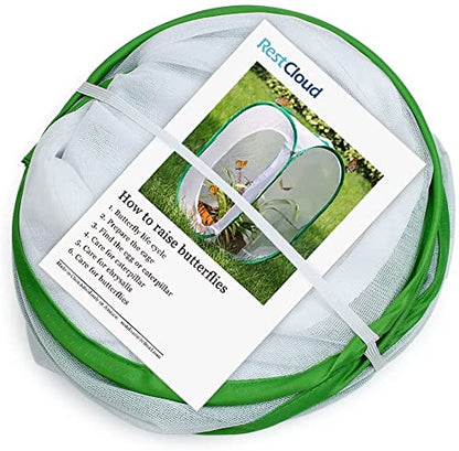 Two Doors Monarch Butterfly Habitat, Insect Mesh Cage, Caterpillar Enclosure Terrarium Pop-up (15.7 X 15.7 X 24 Inches) - size: 15.7 X 15.7 X 24 Inches