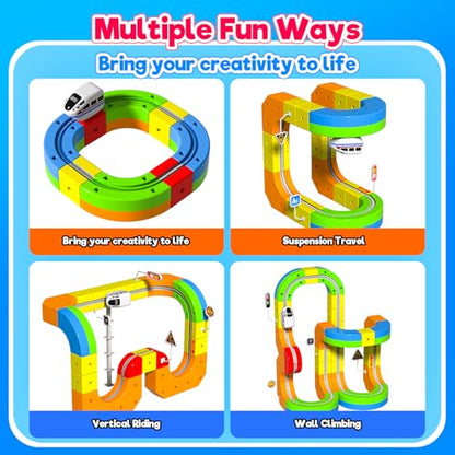 Electric Train Set for Kids, 69Pcs 3D Flexible Race Track Set with Electric Train, Traffic Signs, STEM Train Toy Set for Boys and Girls Aged 3+ Years Old Birthday Gift - color: Yellow - 69pcs