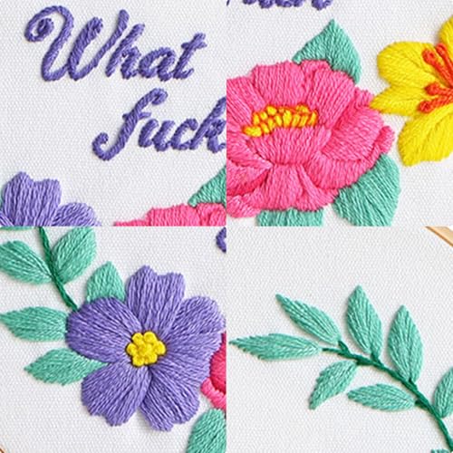 Louise Maelys Funny Floral Quote Embroidery Kit for Beginners DIY Craft - color: funny flower 2