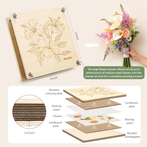 Aboofx Wooden Flower Pressing Kit, 11x11 Inch 10 Layers for Pressed Flowers - size: 11" x 11" 10 Layers