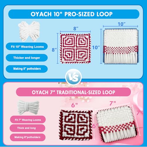 OYACH 10inch Cotton Weaving Potholder Loom Refill Loops,White 230 Dyeable - color: White 10" Cotton Loops