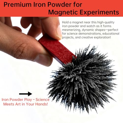 Iron Filings Powder,Magnetic Iron Powder,Suitable for STEM Education, Scientific Experiments, Creative Arts and School Projects.Lidded Storage jar, 18 Ounces (Particle Size: 60–100 mesh) (18 Ounces) - size: 18 Ounces