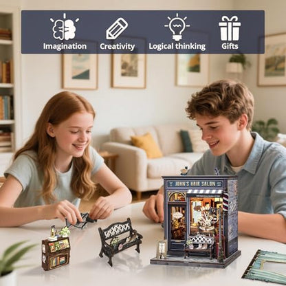 Cutefun Book Nook Kit - DIY Miniature Dollhouse Kit for Adults and Teens - color: John's Hair Salon
