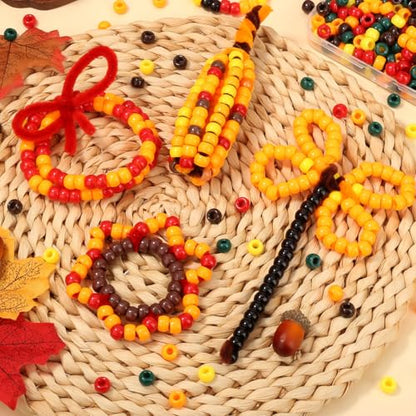 XIANNVXI 10Colours Fall Pony Letter Beads Set Friendship Bracelet Making 500pcs Red Orange Yellow Green Brown Pony Beads Bulk - color: Fall