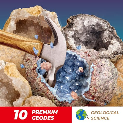 Geode Kit, Break Open 10 Premium Geodes & Crystals, STEM Toy