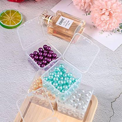 SATINIOR 48 Packs Clear Small Plastic Containers Transparent Storage Box with Hinged Lid for Small Items Crafts Jewelry (2 x 2 x 1.4 Inches) - size: 2 x 2 x 1.4 in