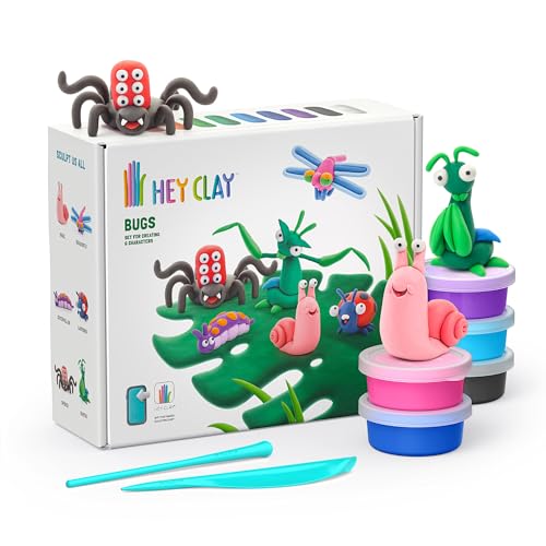 HEY CLAY Bugs Air Dry Clay Kit for Kids Modeling Set for Children Age 3+ - color: Bugs