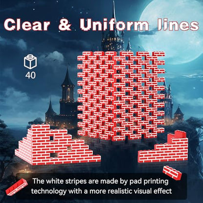 40PCS Classic Wall Building Bricks 1x4 Red Color, Compatible with Lego Part, ABS Material, Creative Building Sets for Home, School & DIY STEM Projects, Construction Toy for Kid Age 6 7 8 9 10 11 12 - color: Red 40pcs