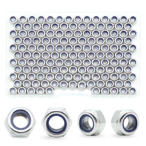 M6-1.0 Nylon Insert Lock Nuts 160 Pack, 304 Stainless Steel Hardware Nuts - size: M6-1.0 (160 Pcs)