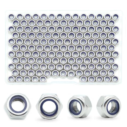 M6-1.0 Nylon Insert Lock Nuts 160 Pack, 304 Stainless Steel Hardware Nuts - size: M6-1.0 (160 Pcs)