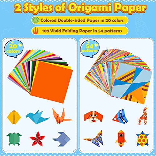 308 Sheets Origami Paper Kit for Kids Ages 5-8 8-12 with Instructional Book