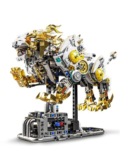Mechanical Lion Building Set with Light for Adults, Compatible with Lego Lion, 1073PCS Animals Toy with Movable Joints & Display Stand for Home/Office Decor, STEM Collection Toy Gifts for Boys 8-14 - style: Mechanical Lion