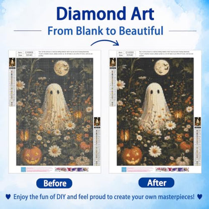 Halloween Diamond Art Kits for Adults, Ghost Diamond Painting, 12x16 Inch - color: 02-Halloween, size: 12X16 inch