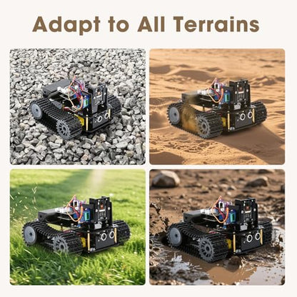 Robotics for Kids Ages 12-16, ACEBOTT 4 in 1 Smart Robot Kit with 3MP Camera + Tank Car, STEM Toys Coding Kit Compatible with Arduino & Scratch, App & Remote Control, for Kids & Teens - color: Yellow-black