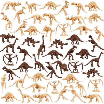 60 PCS Dinosaur Fossil Skeletons, Assorted Dinosaur Skeleton Toys Figures, Dino Bones for Science Play Dino Sand Dig Party Favor Decorations