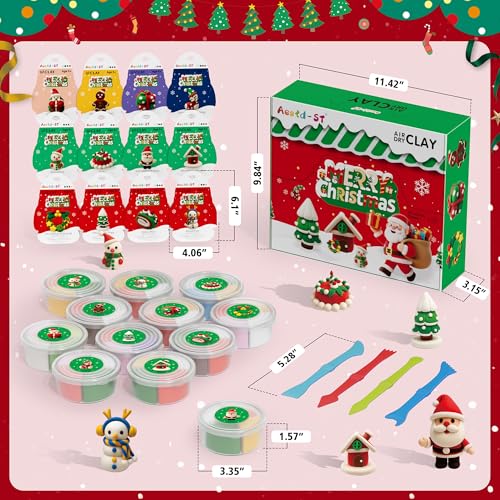 Aestd-ST Air Dry Clay Kit - Christmas Theme, Modeling Clay for Kids - color: Christmas Theme