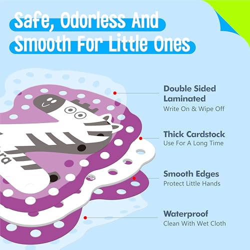 52 PCS Lacing Cards, 26 Double-Sided Uppercase & Lowercase Sewing Cards with 52 Colorful Laces, Imagination Development Lacing Toy Games Educational and Learning Activity for Preschoolers, Children - color: 52 Uppercase & Lowercase Letters